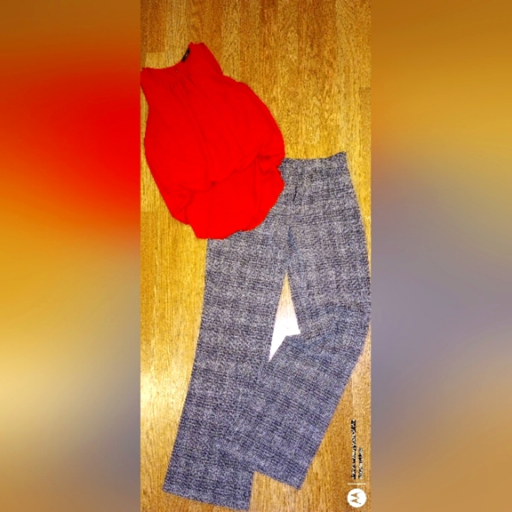 Outfit trousers & Top-Papaya Red High Neck Summer sz S/M